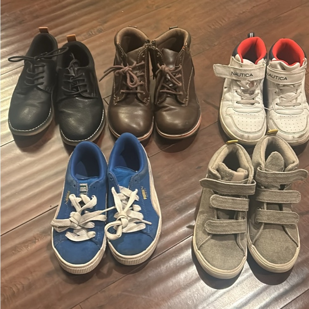 Bundle of boys shoes Nautica White and Red Kids Velcro High-Top Sneakers